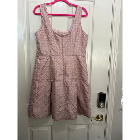 Banana Republic Women's Light Pink Monogram Jacquard Fit & Flare Dress 14 - Picture 6 of 11